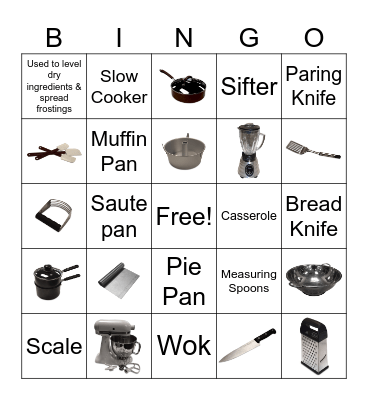 Kitchen Equipment Bingo Card