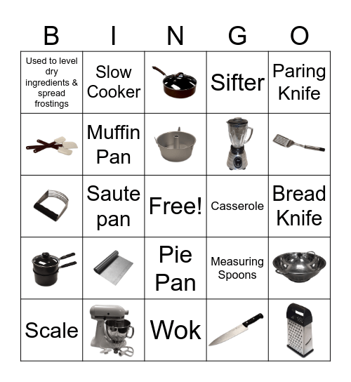 Kitchen Equipment Bingo Card