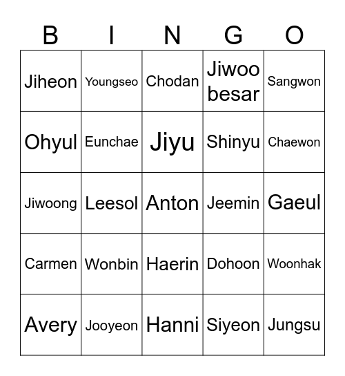 Bingo Bing Bing with Kyujin! Bingo Card