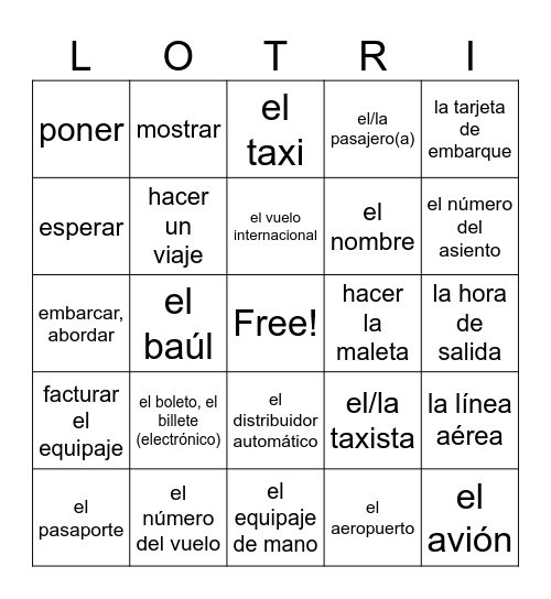 ASD2_C1_V1: EN AVIÓN Bingo Card