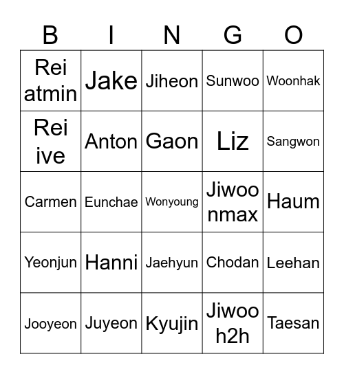 Bingo Bing Bing with Kyujin! Bingo Card