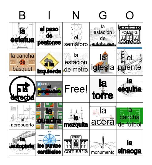 CCHS--SPANISH 2, UNIT 4 EN LA CIUDAD Bingo Card