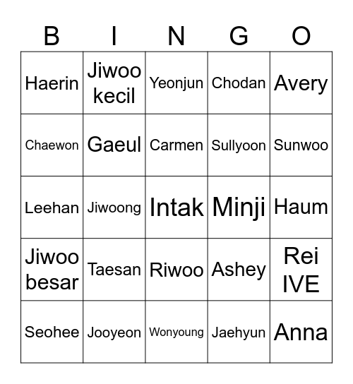 Bingo Bing Bing with Kyujin! Bingo Card