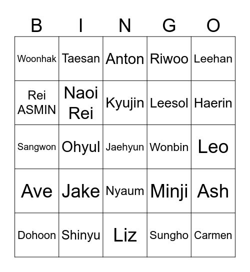 Bingo Bing Bing with Kyujin! Bingo Card