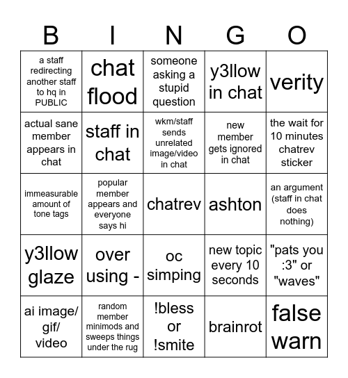 palette bingo Card