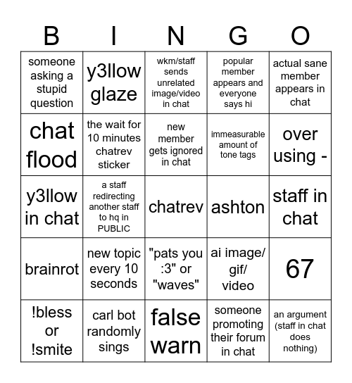 palette bingo Card
