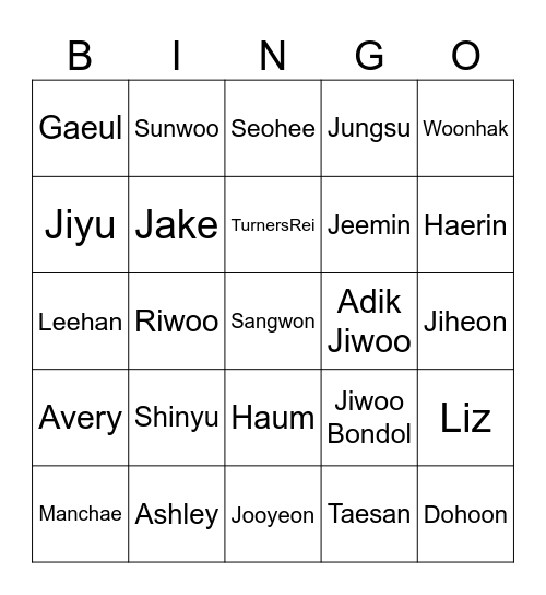 Bingo Bing Bing with Kyujin! Bingo Card