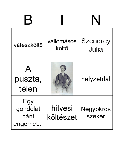 Petőfi Sándor költészete Bingo Card
