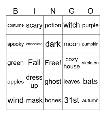 Fall into October Bingo Card