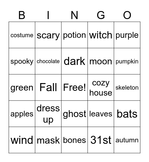 Fall into October Bingo Card