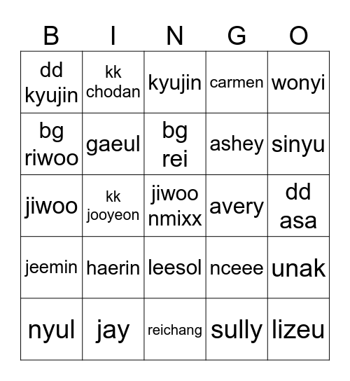 Bingo Bing Bing with Kyujin! Bingo Card