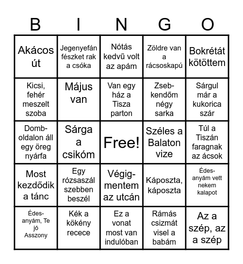 Nótázós Bingo Card