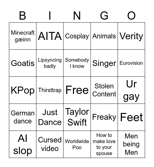 TikTok Bingo Card