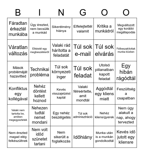 Mentális piszok Bingo Card