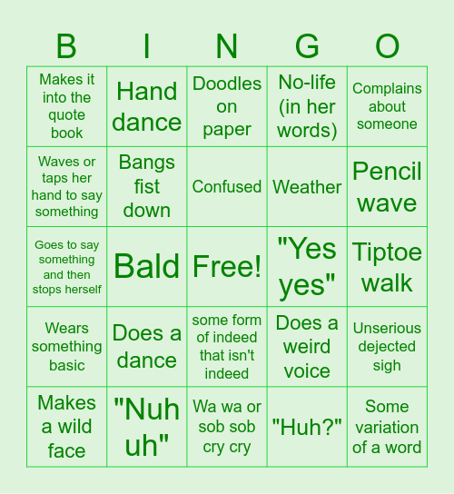 Kamryn Bingo Card