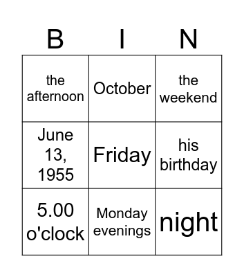 Untitled Bingo Card