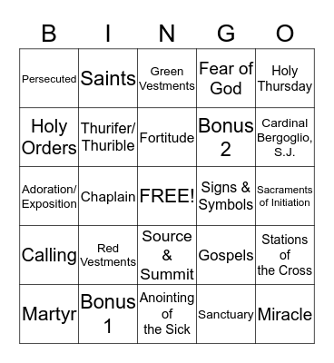 SPX 5th Grade Bingo Card