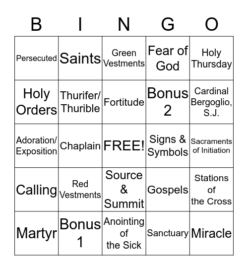 SPX 5th Grade Bingo Card