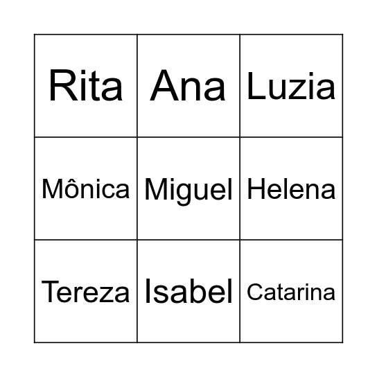 Santos Bingo Card