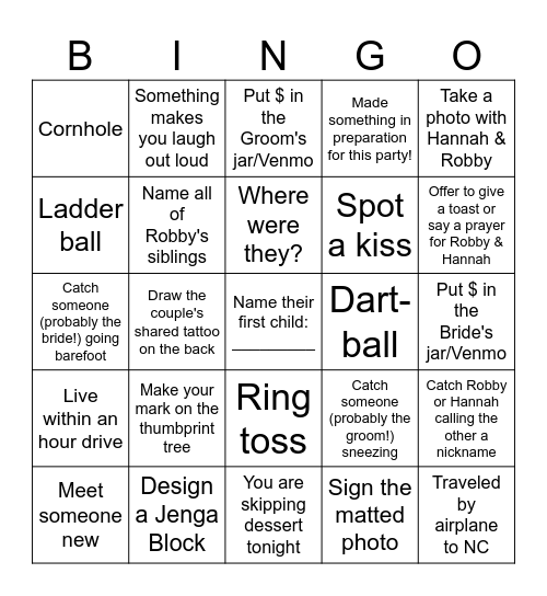 Celebrate with Hannah & Robby! Bingo Card