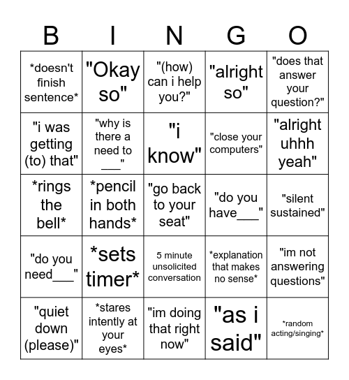 Baggaley Bingo Card