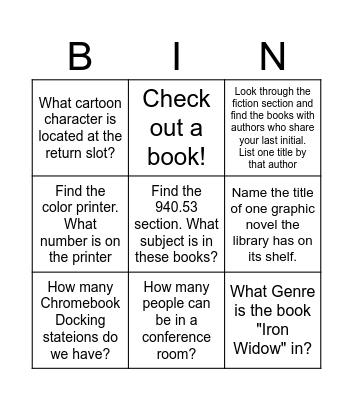 MTHS Library Bingo Card