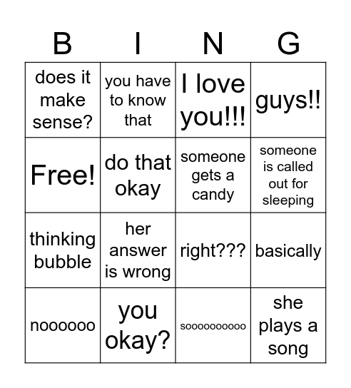 Dr Jeon Bingo Card