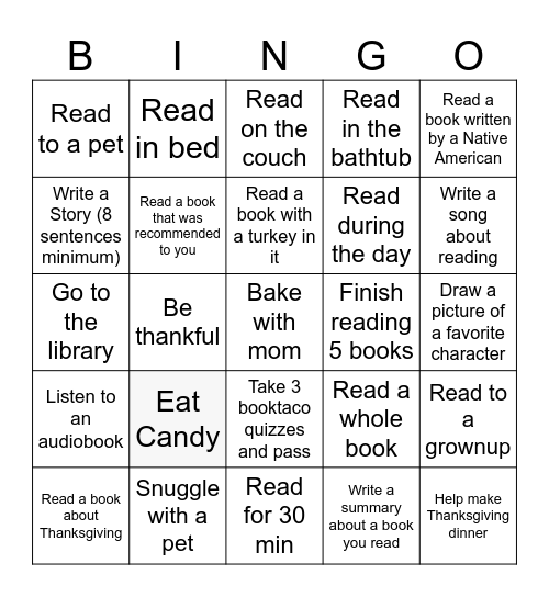 November Reading Bingo Card