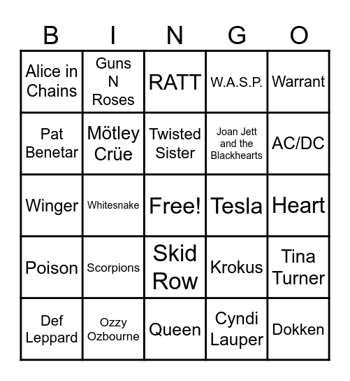 HAIR NATION Bingo Card