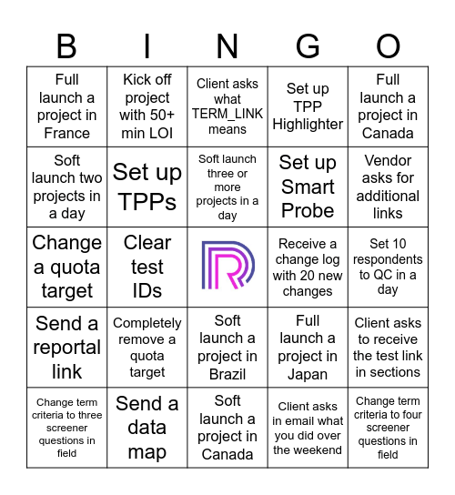 Q4 Bingo Card