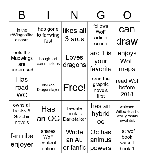 WoF Bingo Card