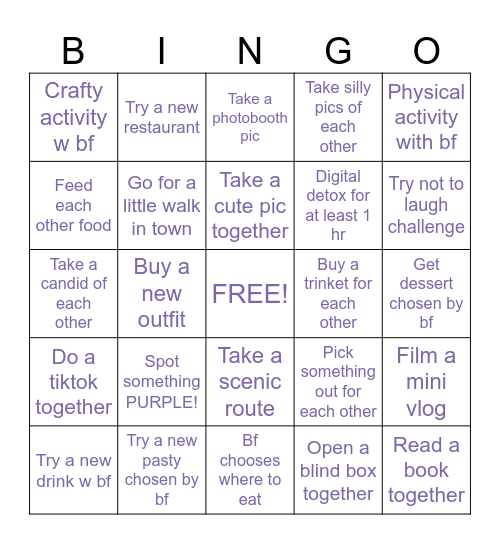 National Bf Bingo Card