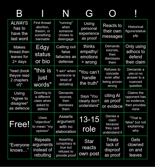 MASTER DEBATER V2 Bingo Card
