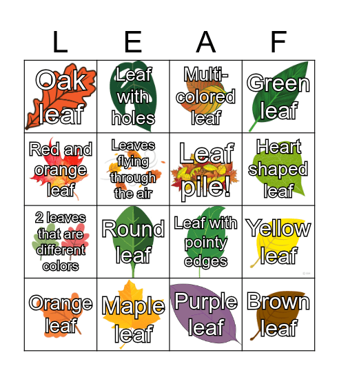 Leaf Bingo Card