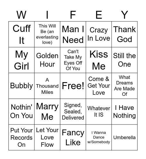 Bridal Shower 1 Bingo Card