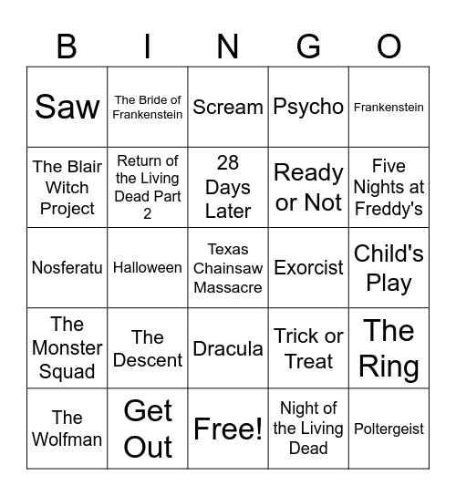 Room 200 Halloween BINGO Card