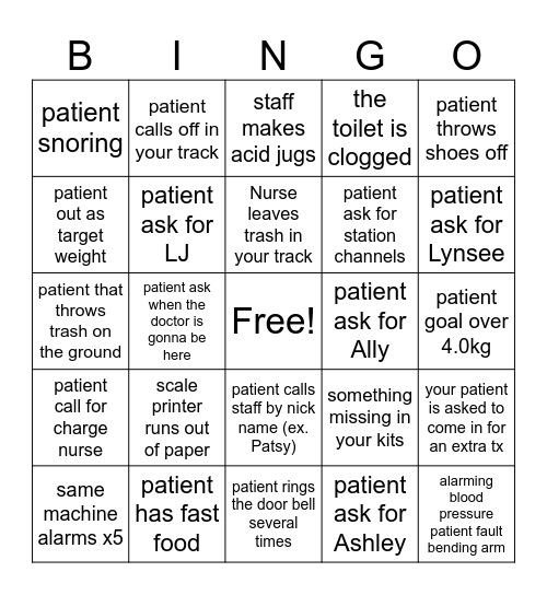 Davita North Bingo Card