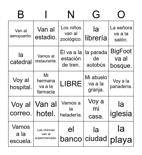 Lugares Comunitarios Bingo Card