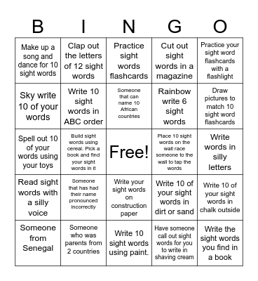 ASA KICKOFF MEETING BINGO Card