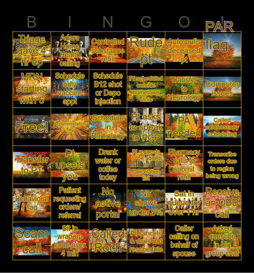 Bingo 10/1/2026 Bingo Card