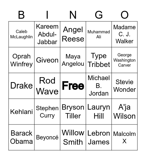 Black Culture Bingo Card