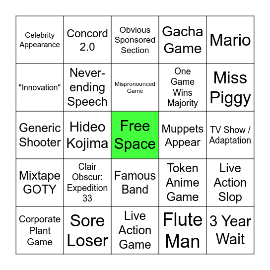 The Game Awards 2026 Bingo Card