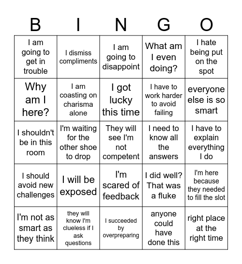 Impostor Bingo Card