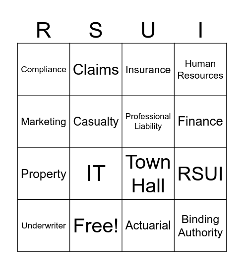 RSUI Bingo Card
