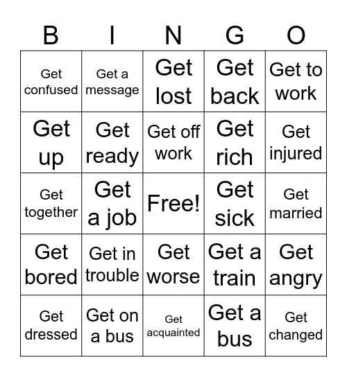 EXPRESSIONS WITH GET Bingo Card