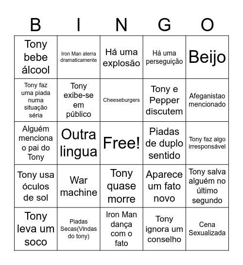 Marvel Bingo Card