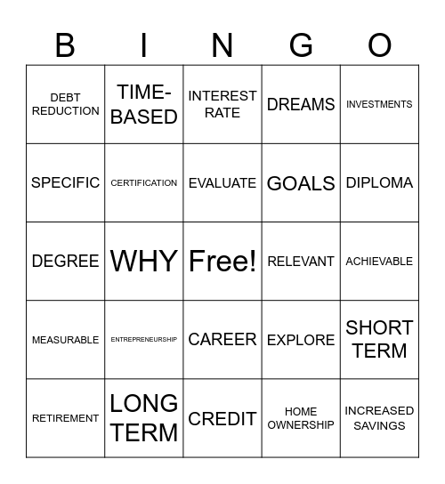 PROSPERITY Bingo Card