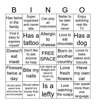 People Bingo Card