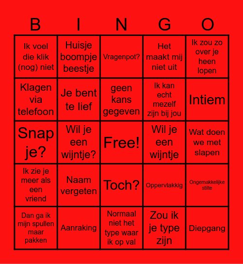 Lang leven de liefde Shot! Bingo Card