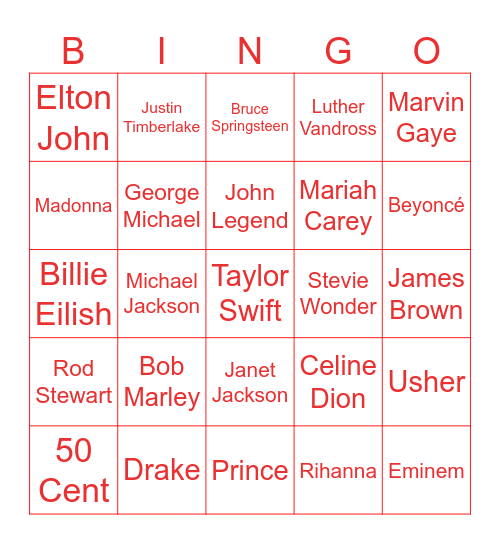 Ivy Inn Solo Stars Bingo Card